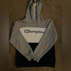 Champion Fleece Colorblock Youth Large Grey/White/Navy Embroidered Logo